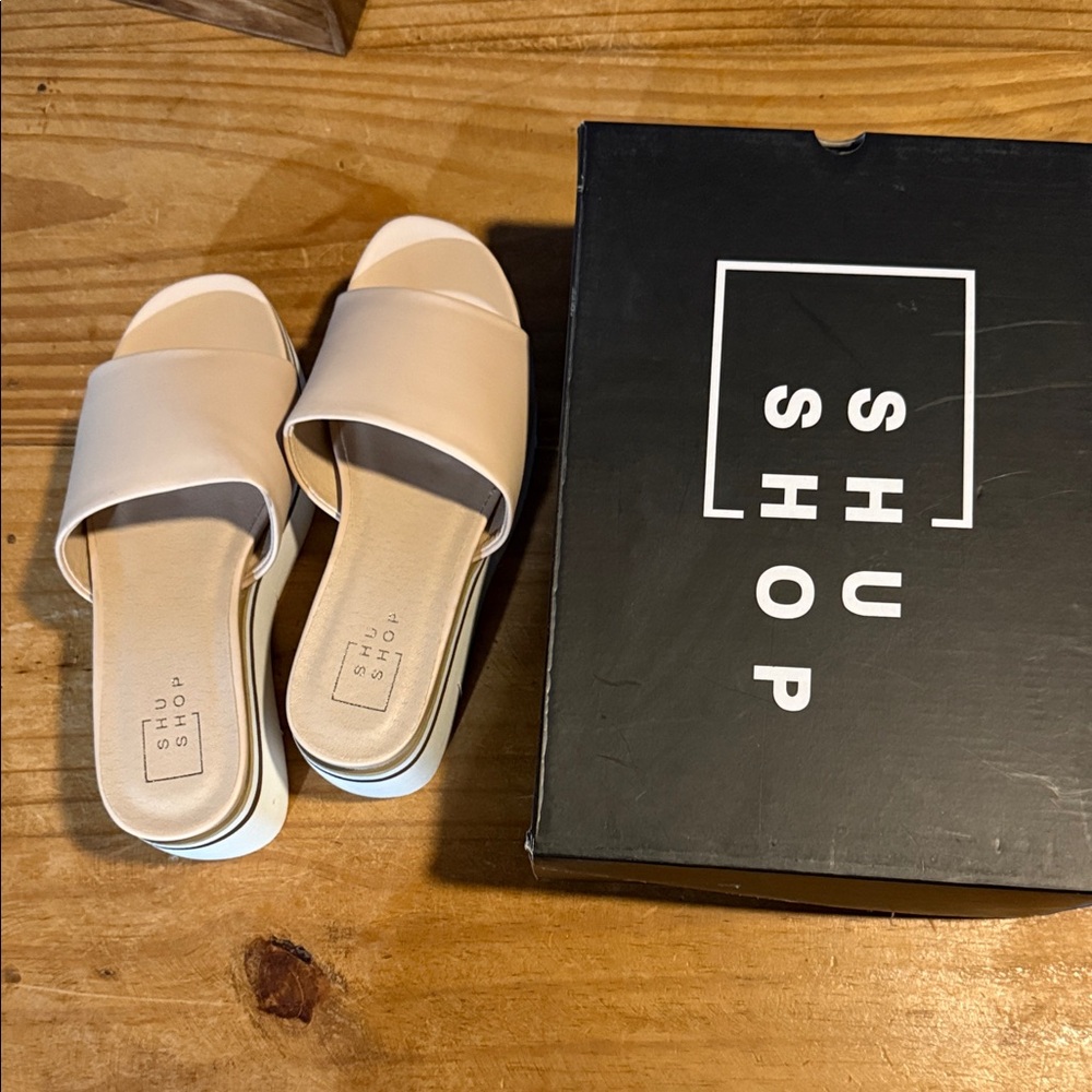 ShuShop Women's Cream Slide Sandals